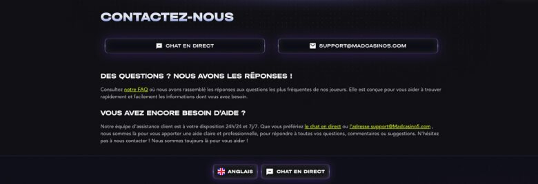 Explorez madcasino connexion